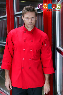 Picture of Chef Works - REPC - Nantes Red Basic Chef Coat